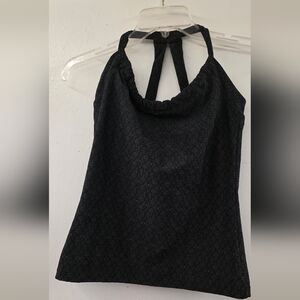 PrAna Quinn Chakara Strappy Back Tank – Black Print – Size S NO PADS